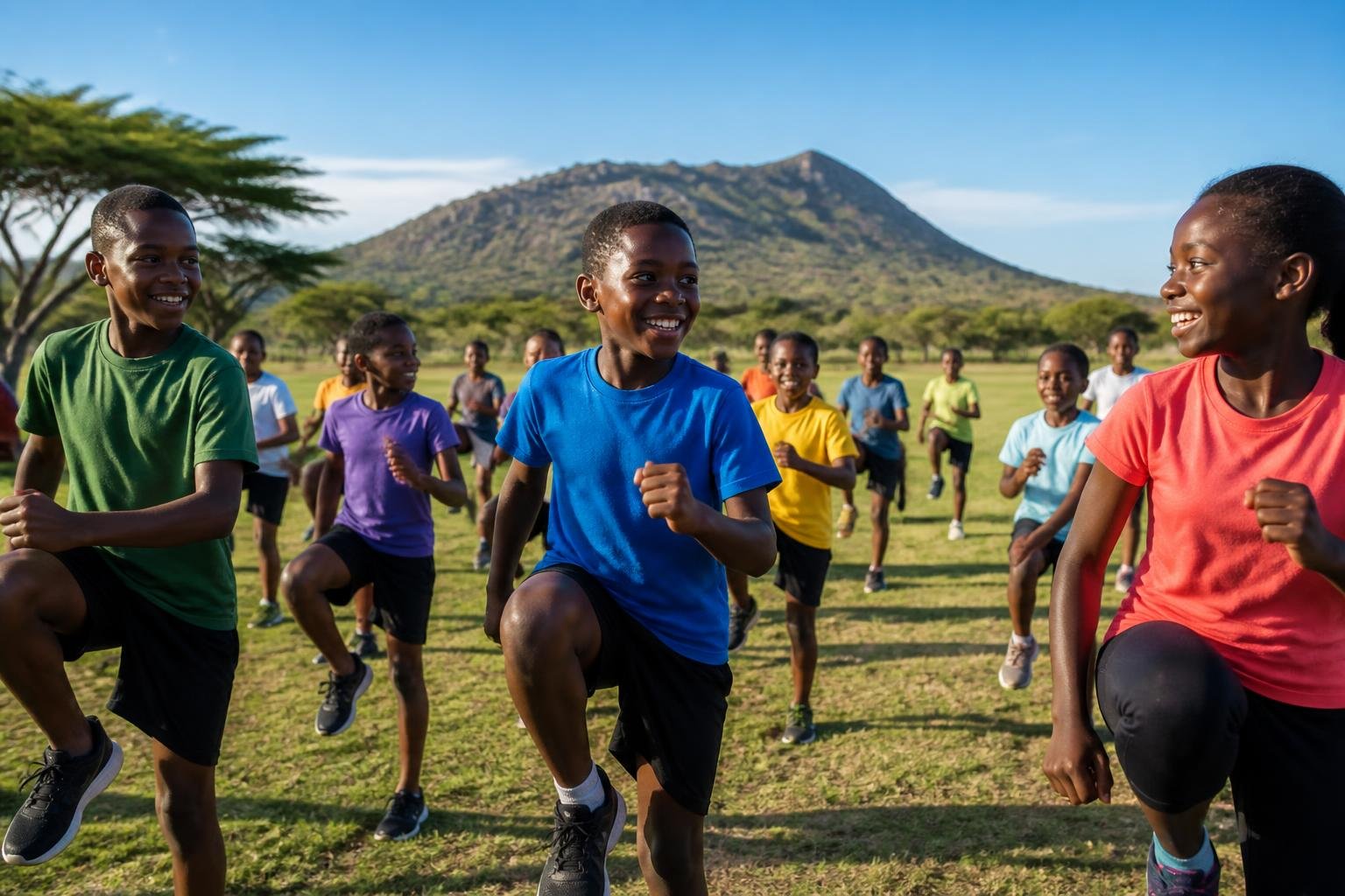 Botswana community members together at a sports facility